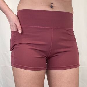 GM Fashion USA Women's Spandex Shorts Pink Side Pockets S/M SM Small Med Medium